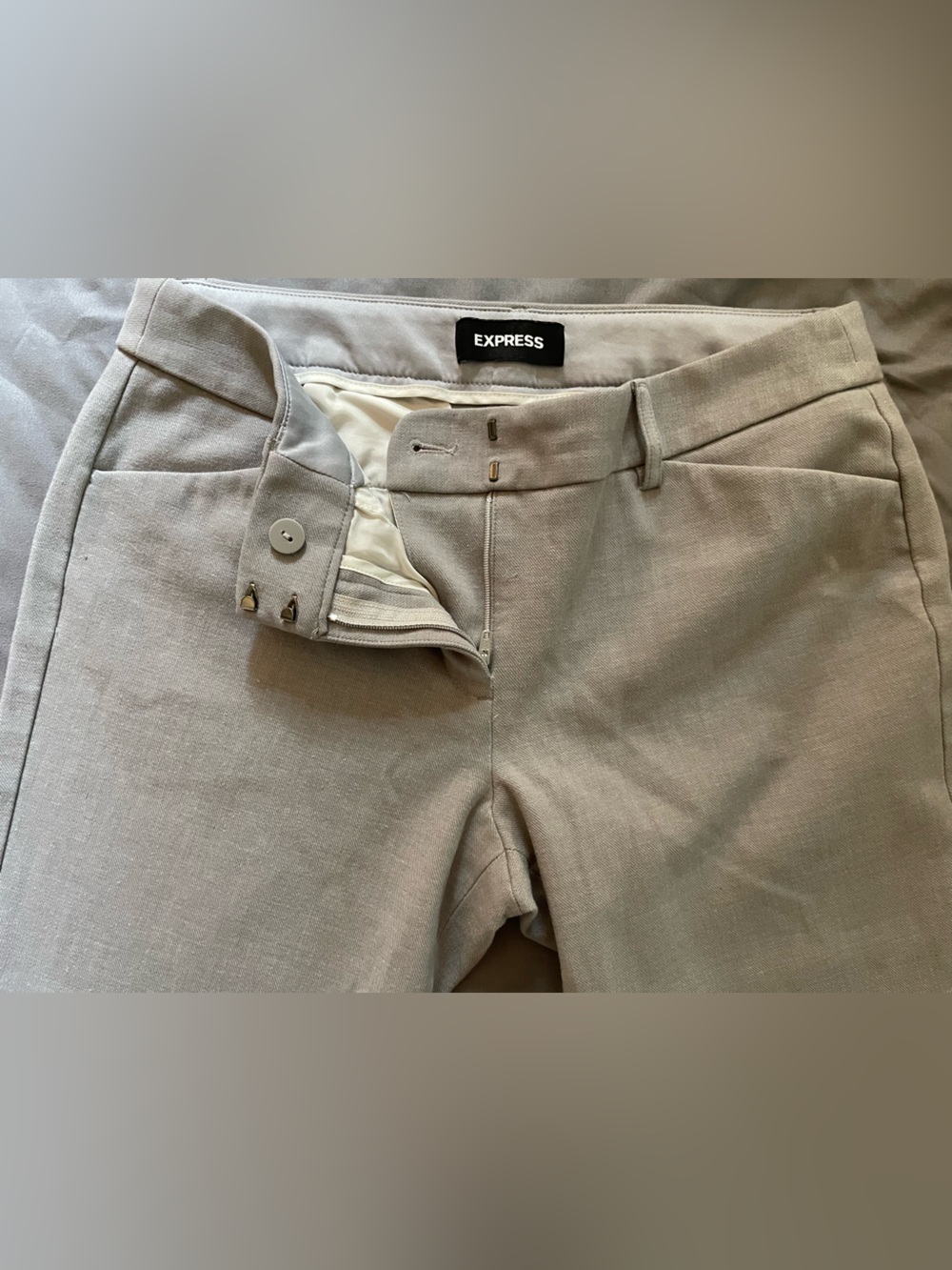 Express Women’s Editor Barely Boot Light Taupe Dress Pants Low Rise